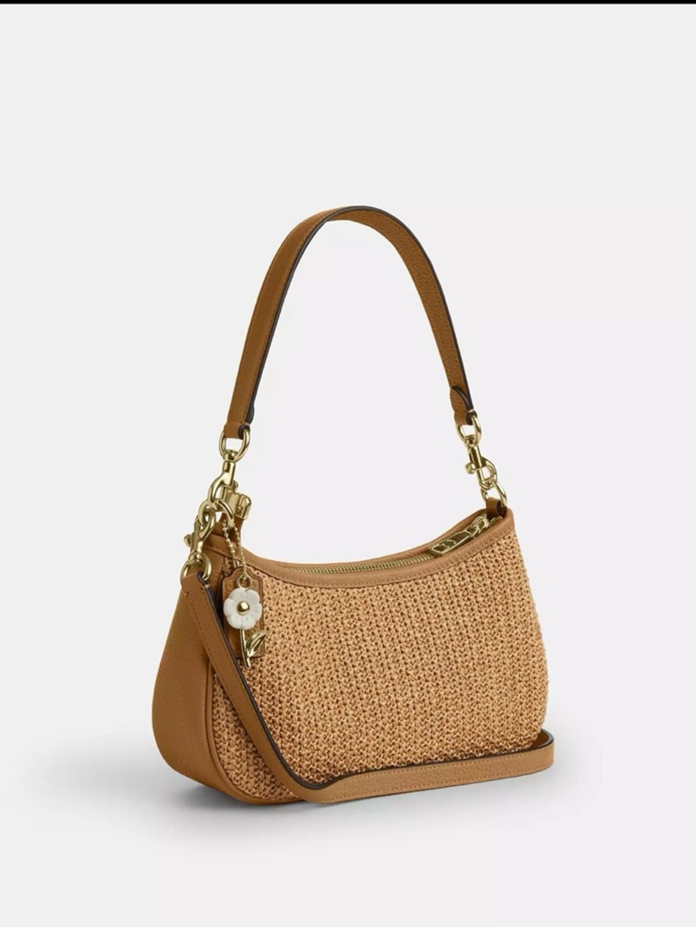 NWT COACH Teri Shoulder Bag With Charm CEC43 straw/Im/Toast Leather - Picture 2 of 7